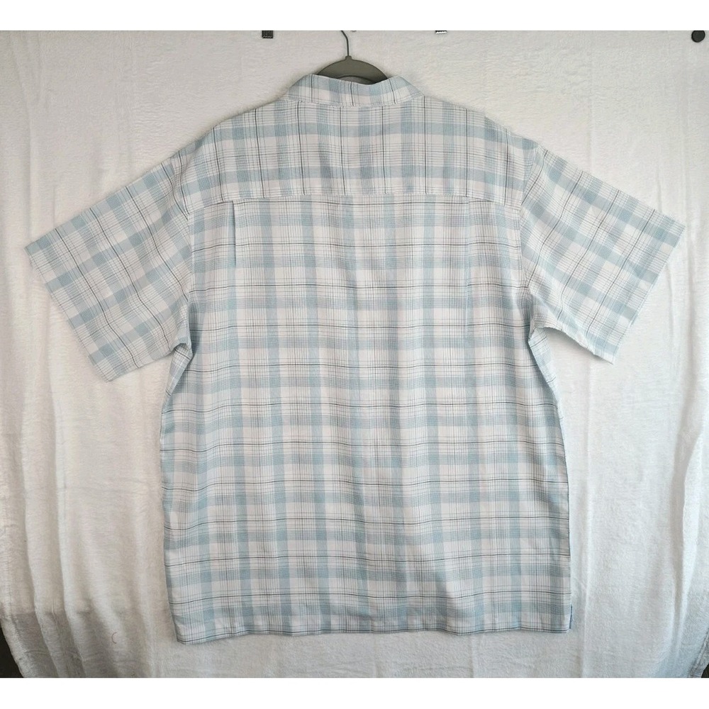 Haggar Men's XL Plaid Short Sleeve Button Up Shirt Blue White 100% Polyester - Picture 3 of 7